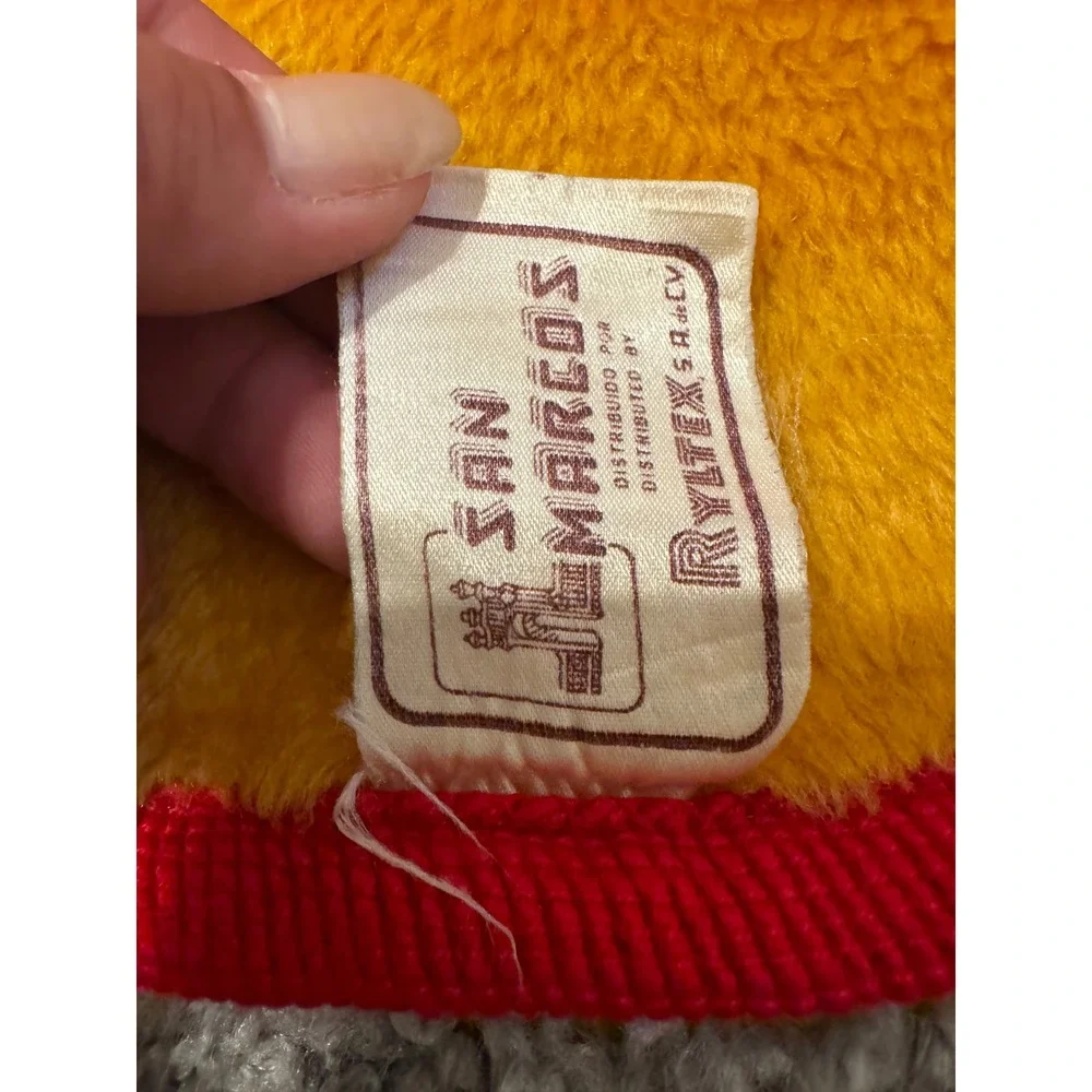 Vintage San Marcos Kansas City Chiefs Plush Throw Blanket Red White Gold Mexico